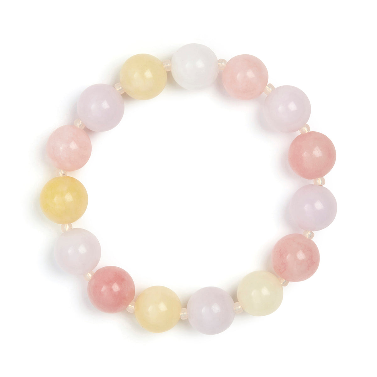 Pink Yellow Mixed Jade Stone Natural Beaded Bracelet