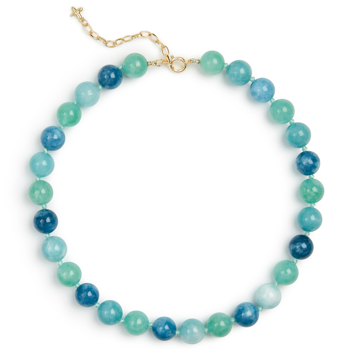 Blue & Green Mixed Jade Stone Natural Beaded Necklace
