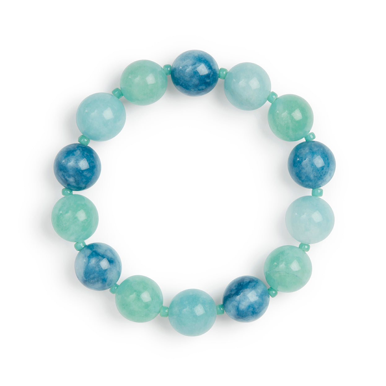 Blue & Green Mixed Jade Stone Natural Beaded Bracelet