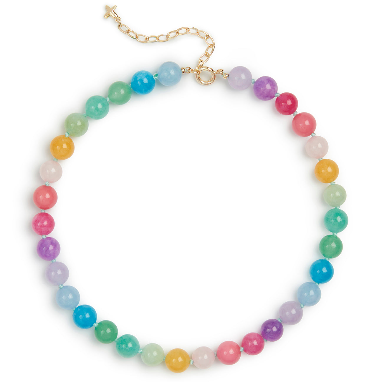Multicoloured Rainbow Jade Stone Natural Beaded Necklace