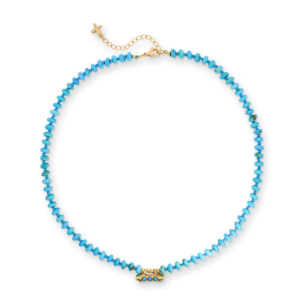 Turquoise Natural Stone Beaded Charm Necklace