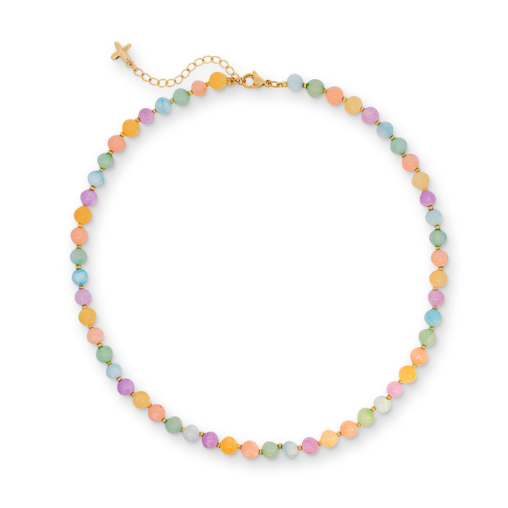 Multicoloured Pastel Natural Beaded Necklace