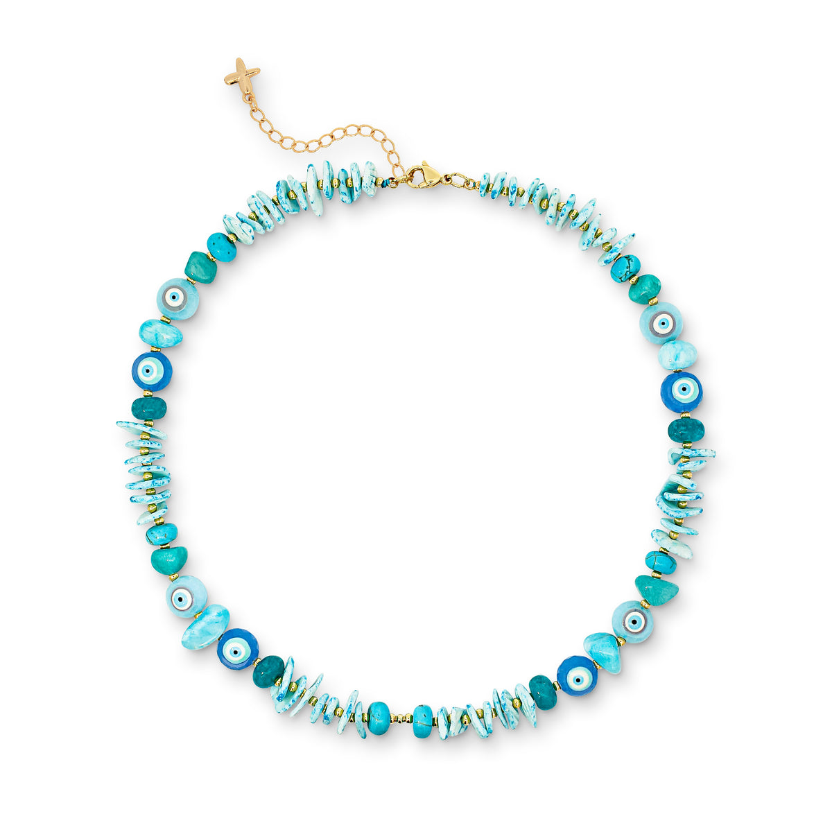 Mixed Natural Jade Stone & Shell Beaded Necklace