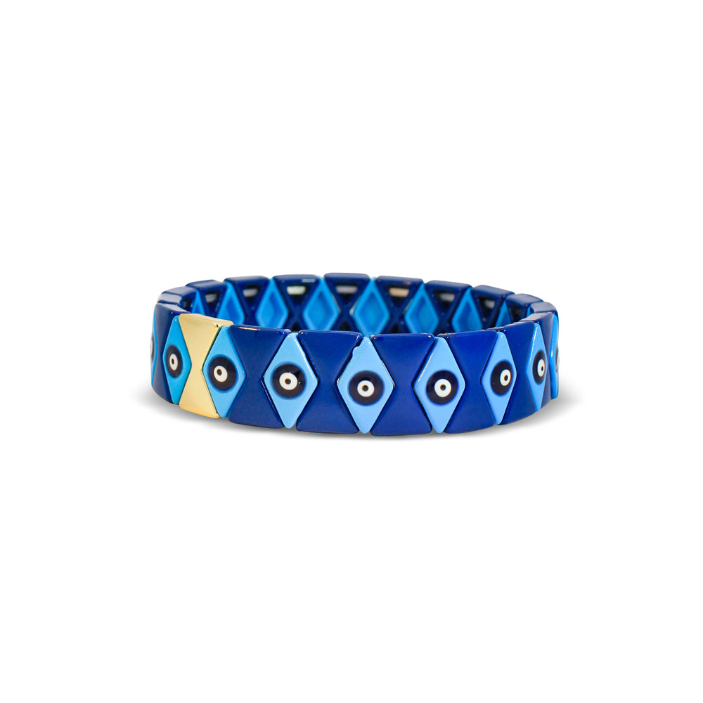 
                      
                        Blue Evil Eye Diamond Pattern Metal Bracelet
                      
                    