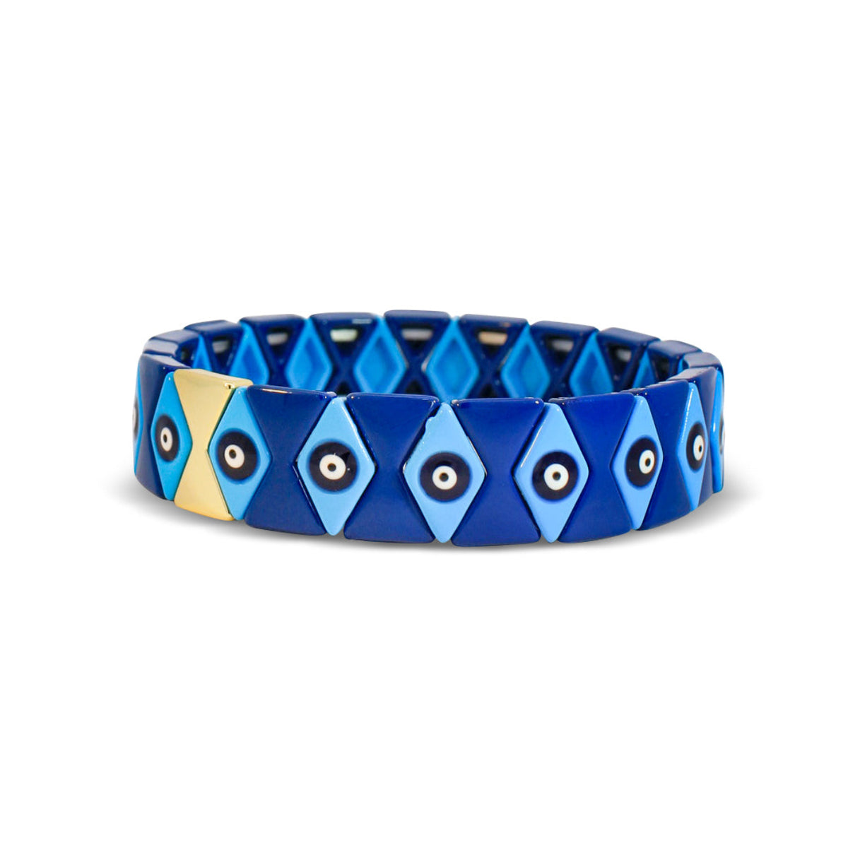 Evil Eye Diamond Pattern Metal Bracelet