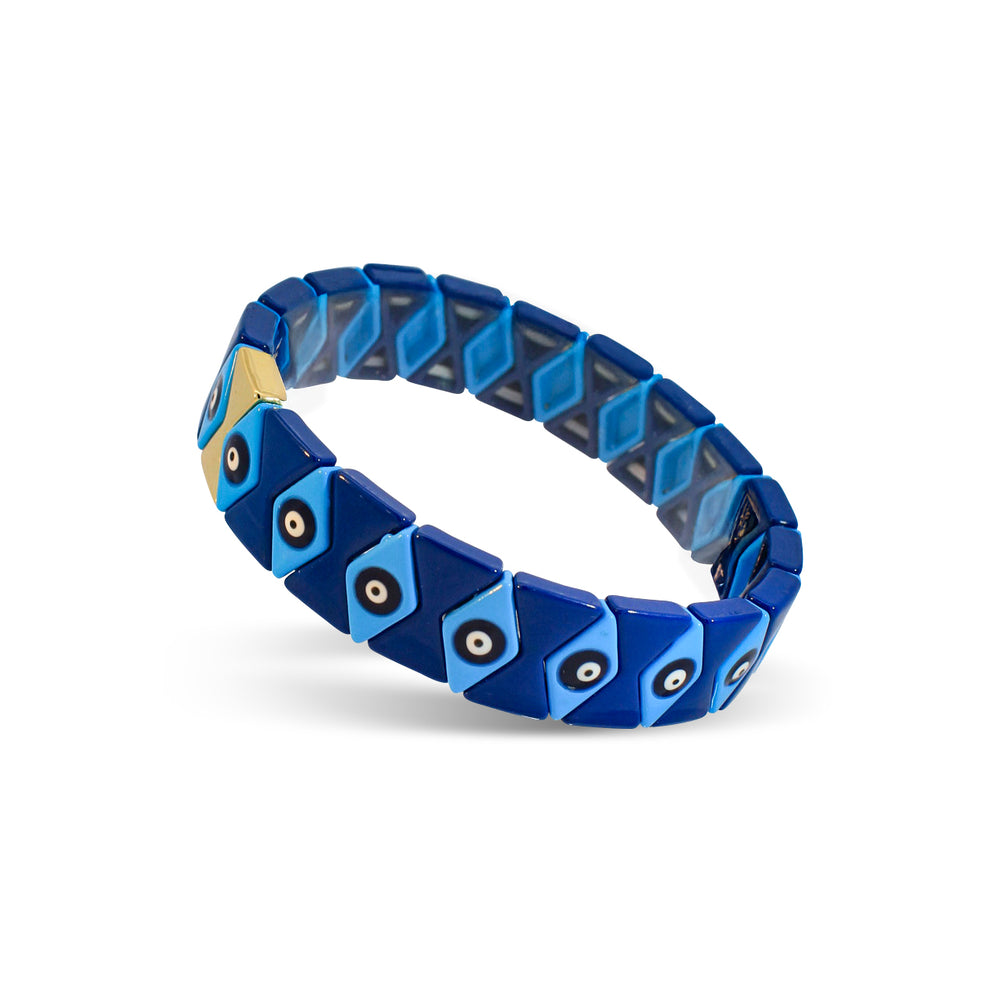 
                      
                        Blue Evil Eye Diamond Pattern Metal Bracelet
                      
                    