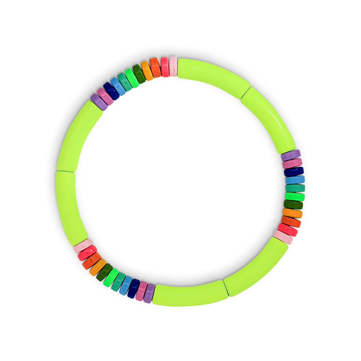 Neon Rainbow Metal Beaded Bracelet