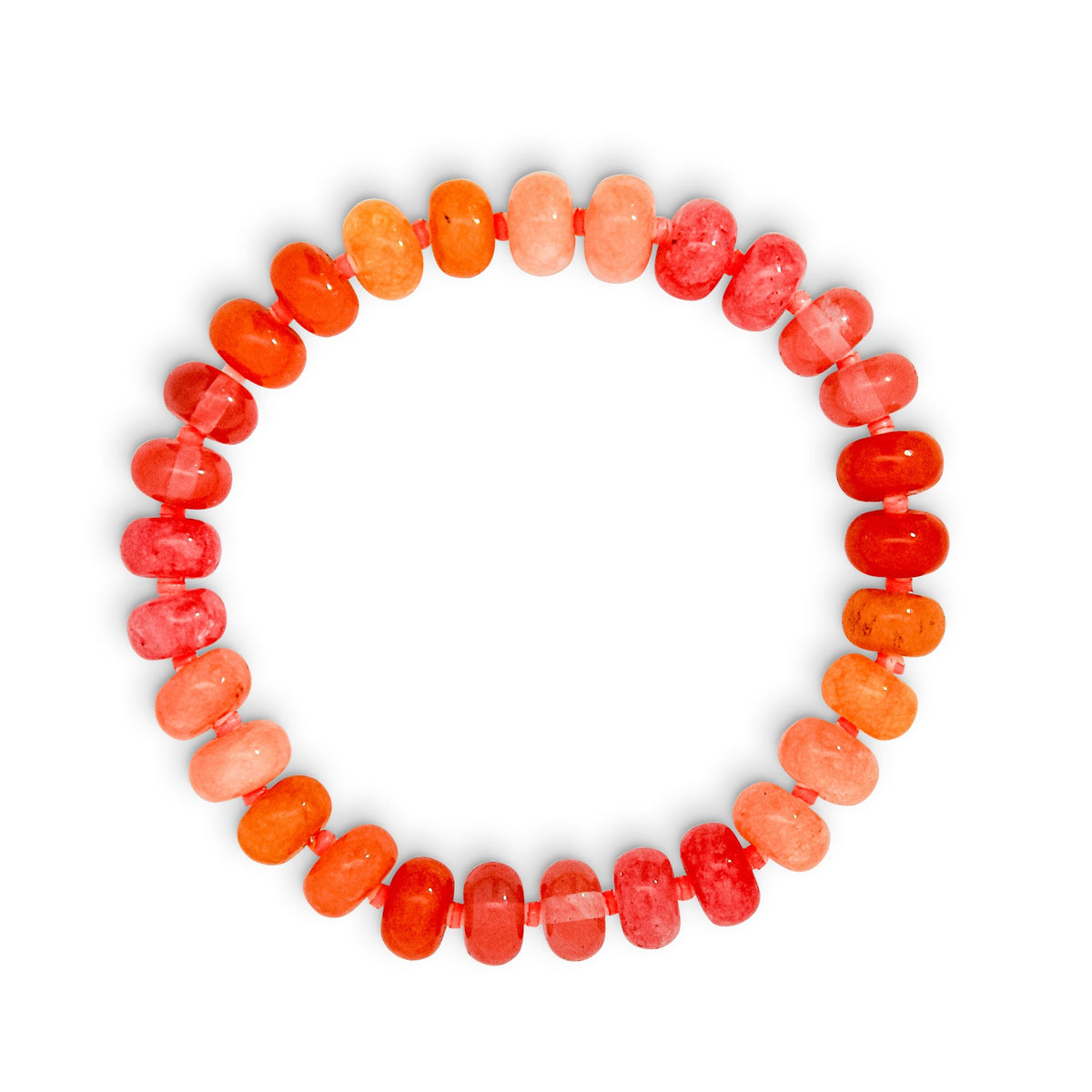 Orange Pink & Coral Mixed Jade Stone Natural Beaded Bracelet