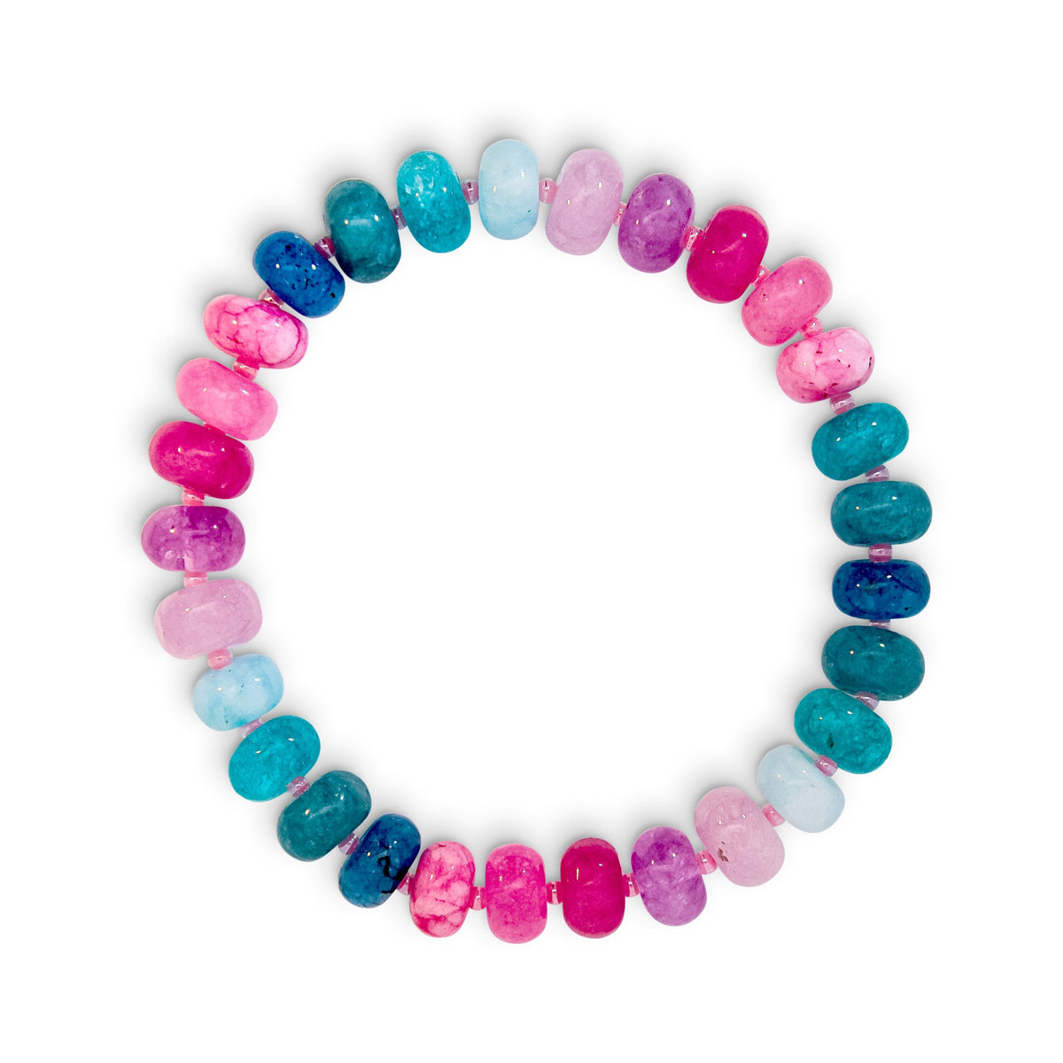 Purple Pink & Mixed Jade Stone Natural Beaded Bracelet