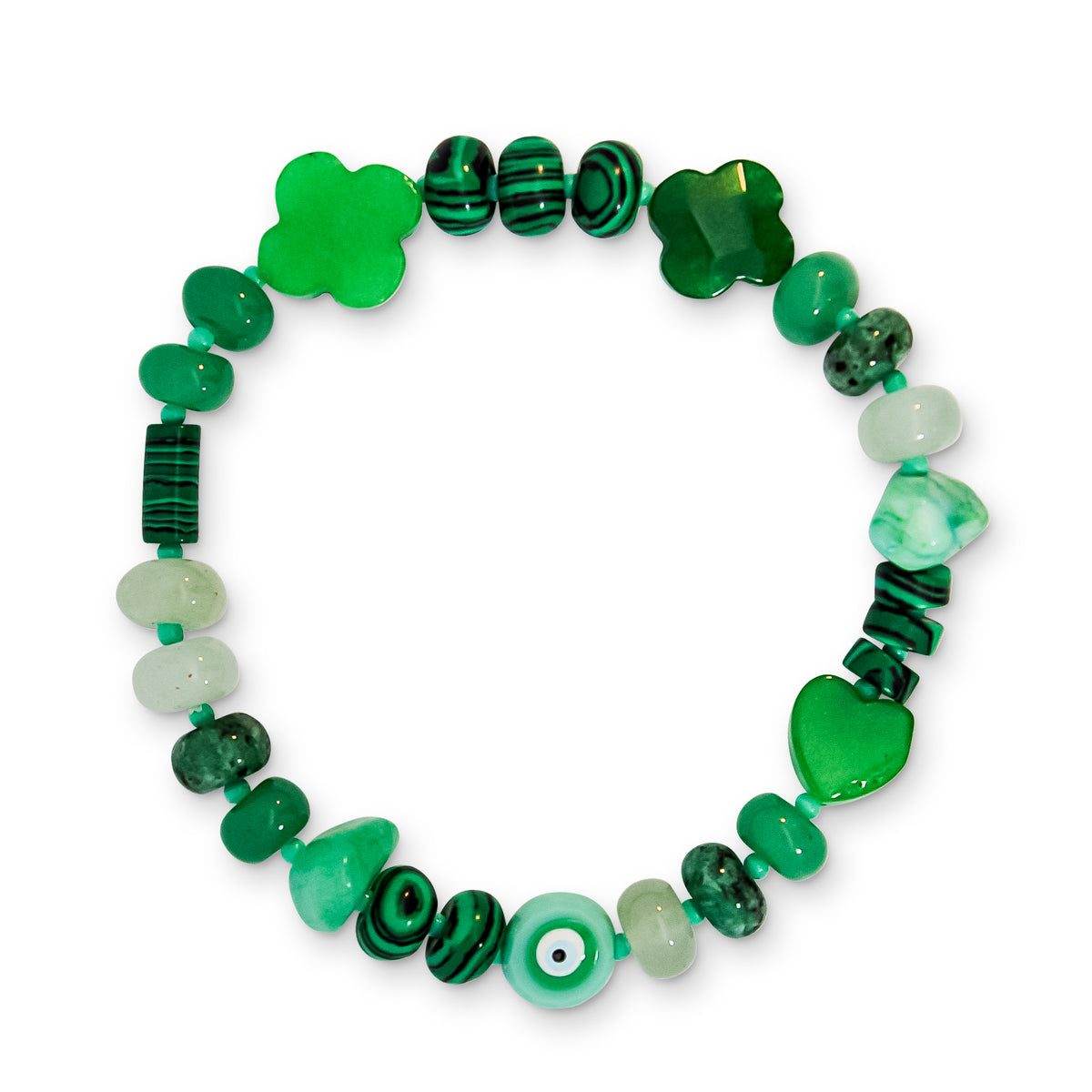 Aventurine Stone Beaded Charm Bracelet