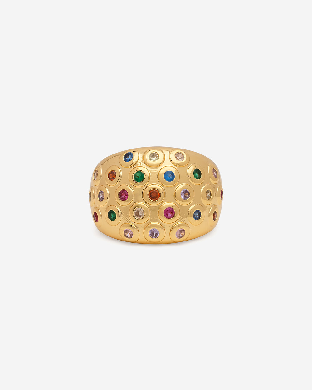 Rainbow Cubic Zirconia Chunky Cocktail Ring