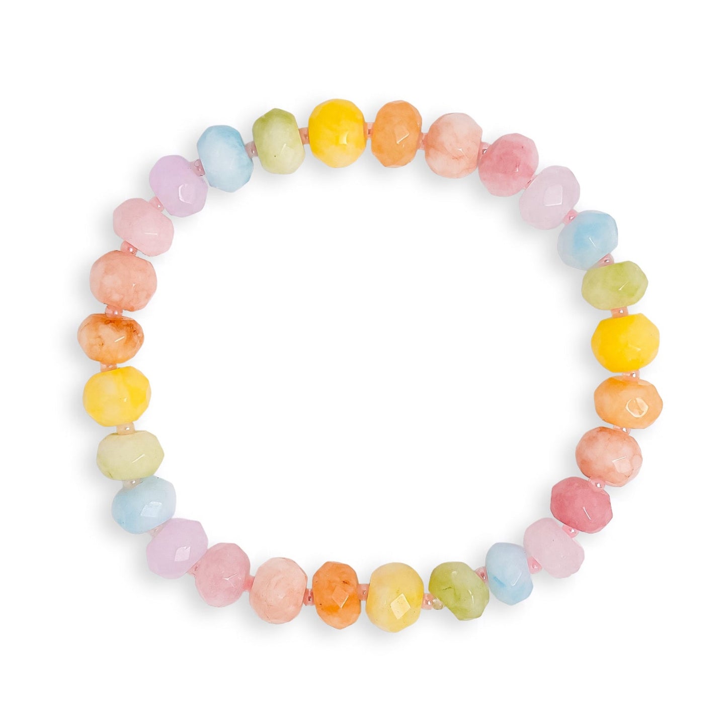 Multicoloured Pastel Jade Stone Natural Beaded Bracelet