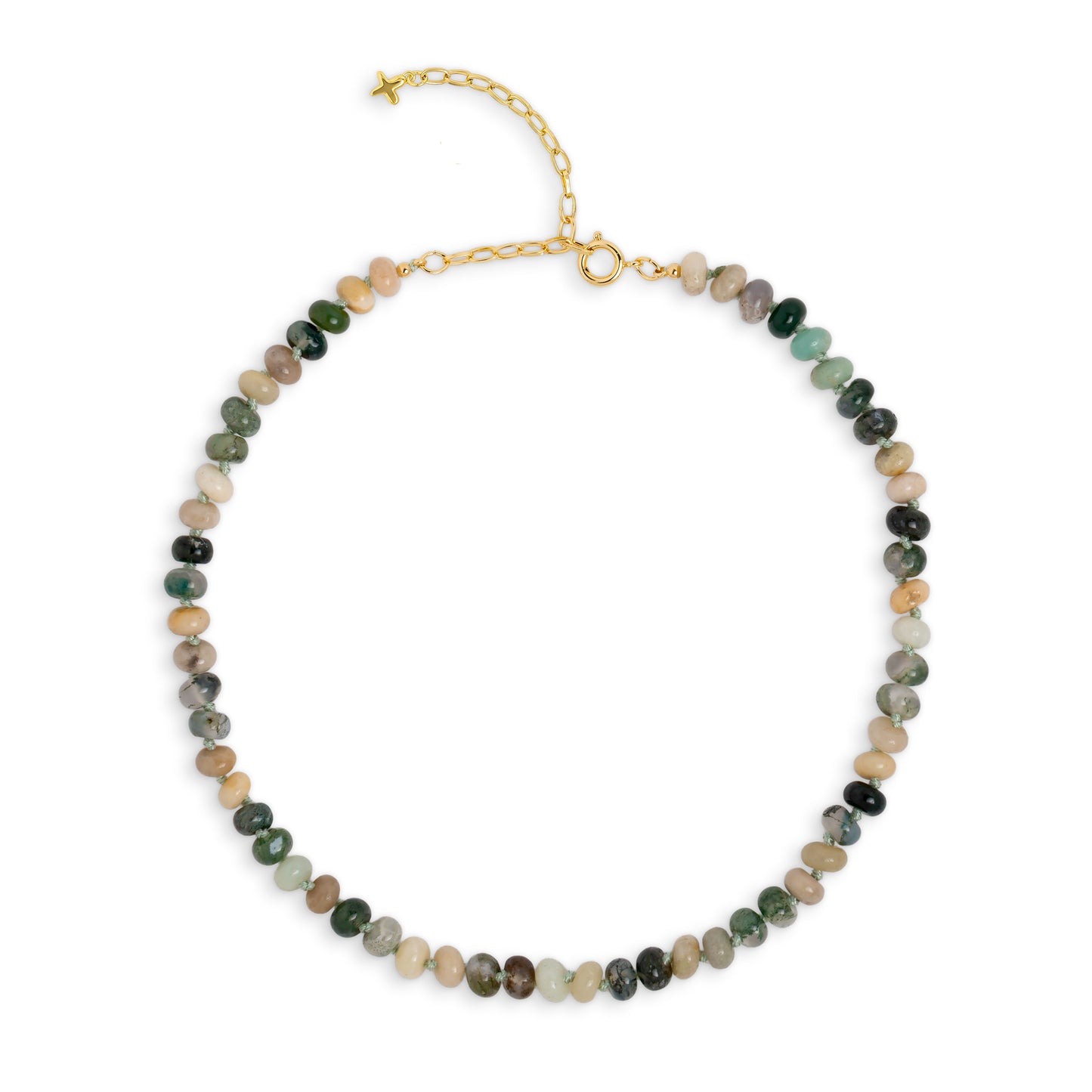 Amazonite Stone & Coin Charm Beaded Necklace