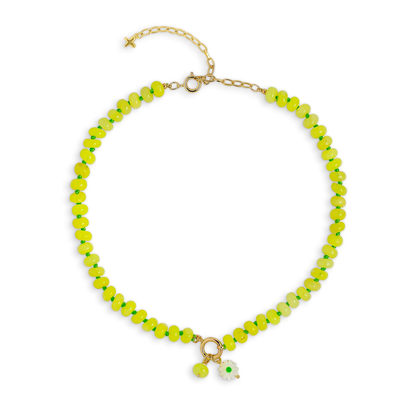 Neon Yellow Jade Stone Natural Beaded Necklace