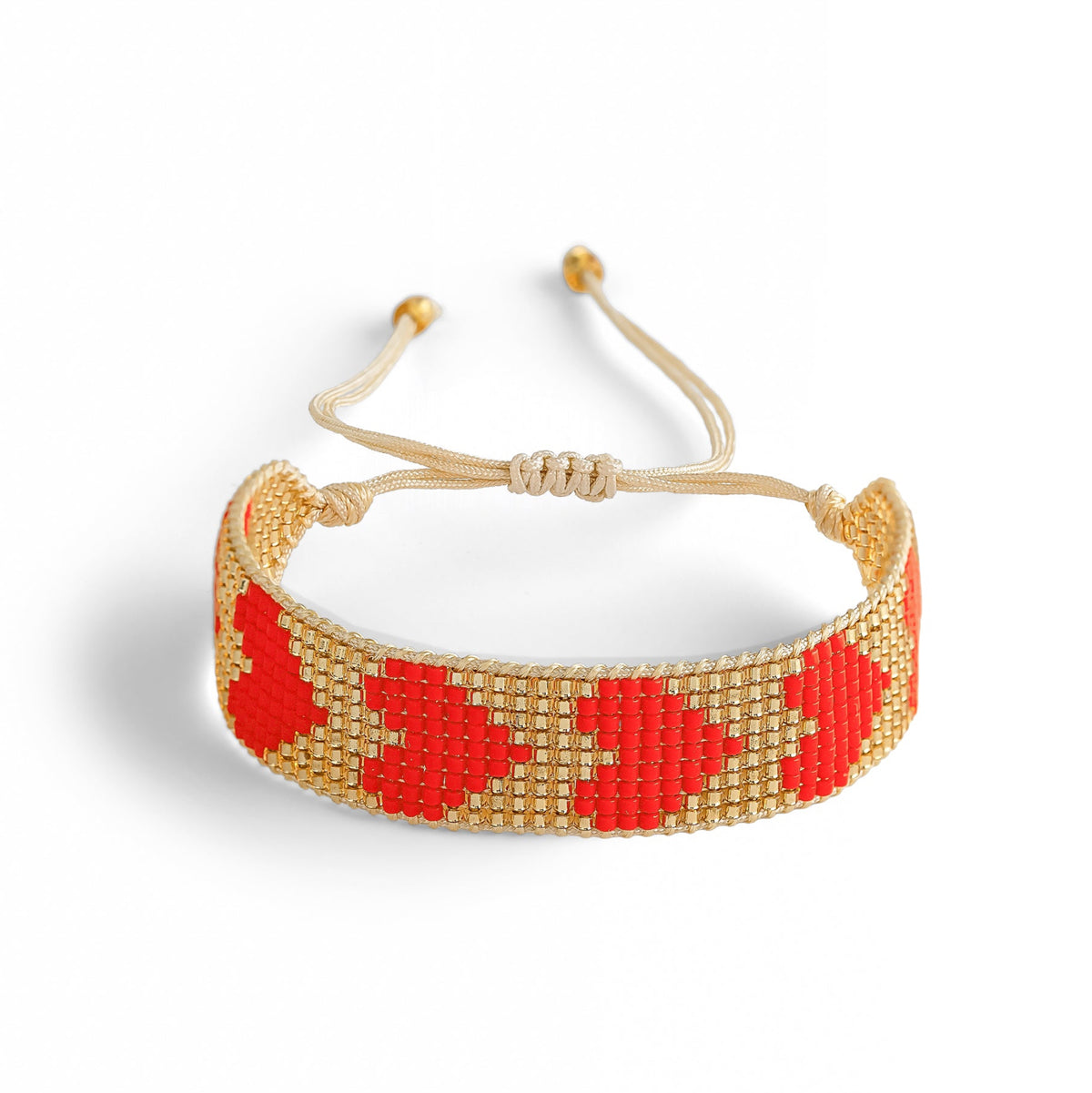 Gold Heart Japanese Miyuki Beaded Bracelet
