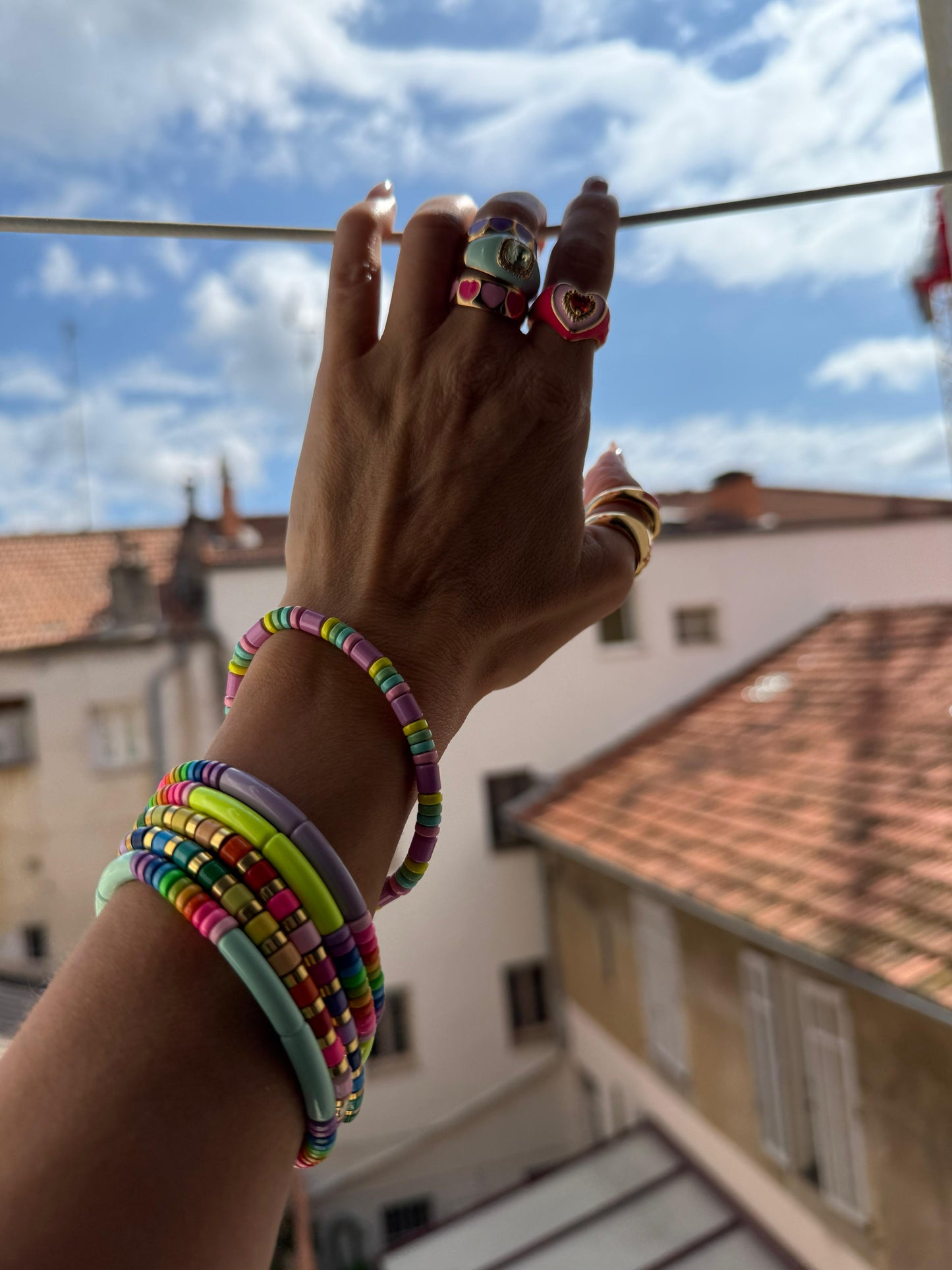 Lilac and Pastel Metal Beaded Bracelet