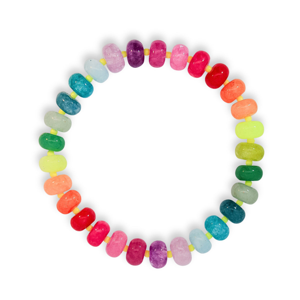 Multicoloured Rainbow Mixed Jade Stone Beaded Bracelet
