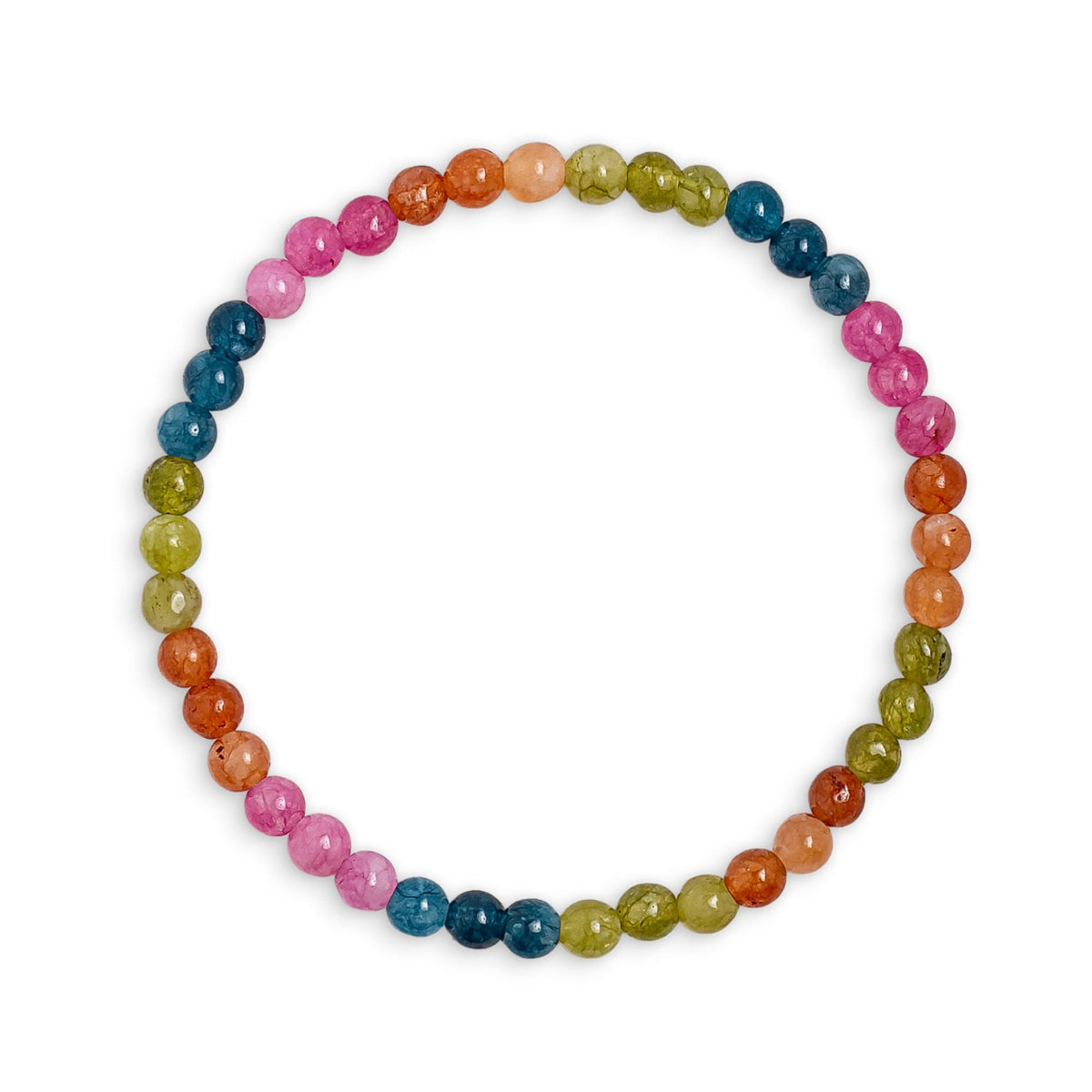 Multicoloured Mixed Jade Small Beaded Bracelet