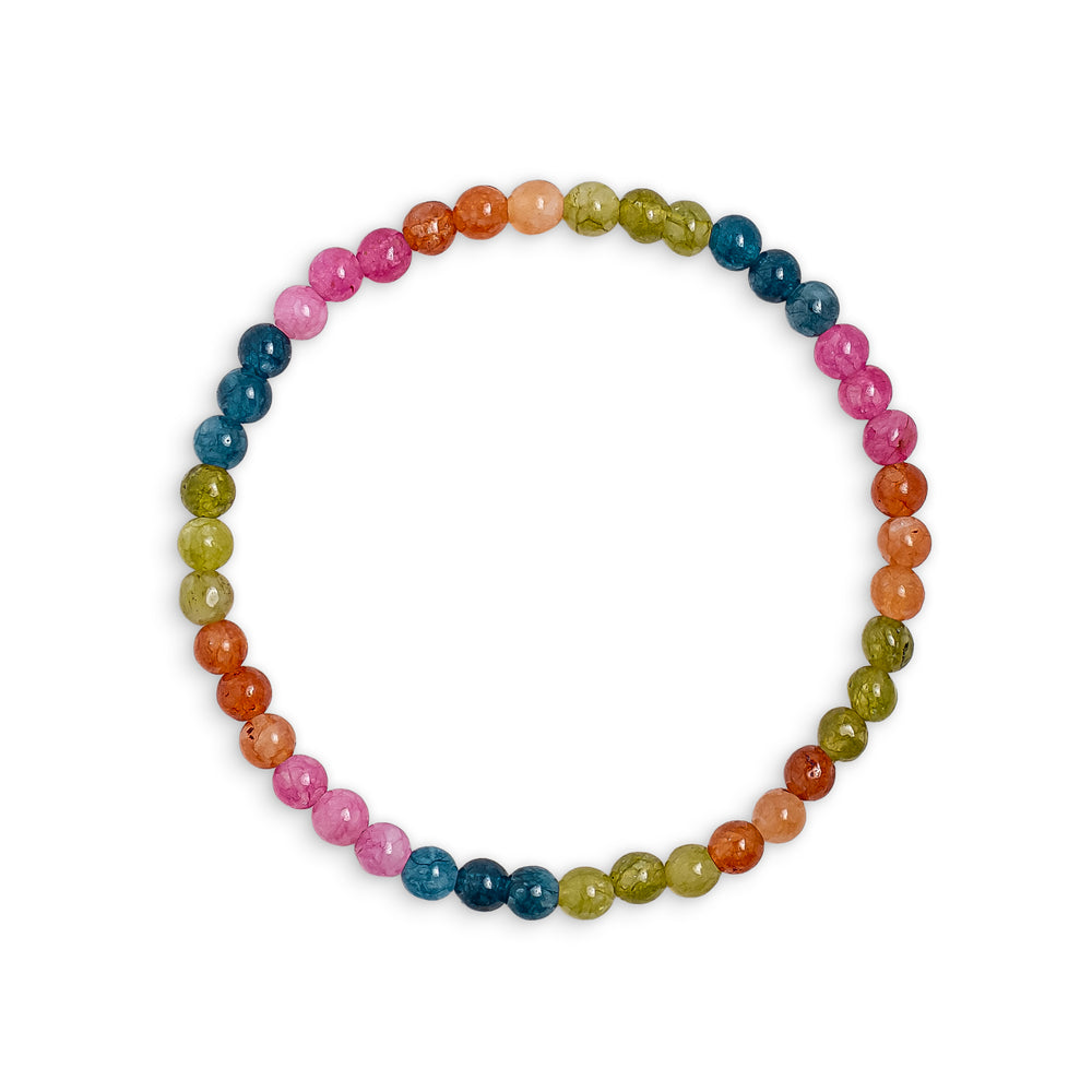 Multicoloured Mixed Jade Stone Small Beaded Bracelet