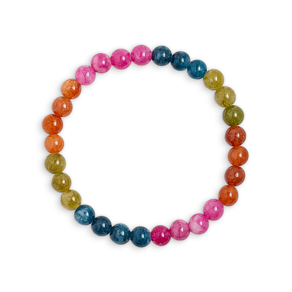 Multicoloured Mixed Jade Stone Round Beaded Bracelet