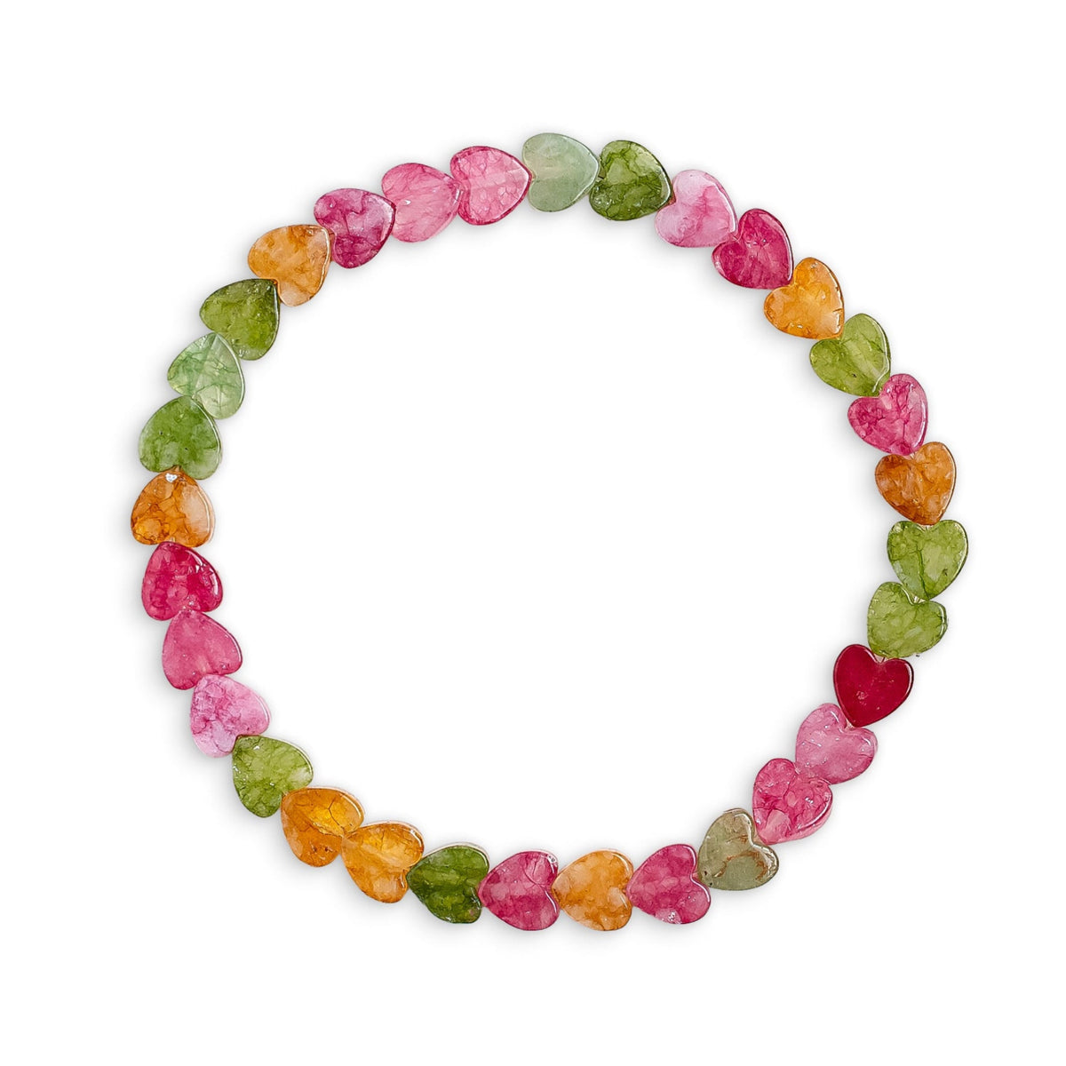 Multicoloured Mixed Jade Heart Bracelet