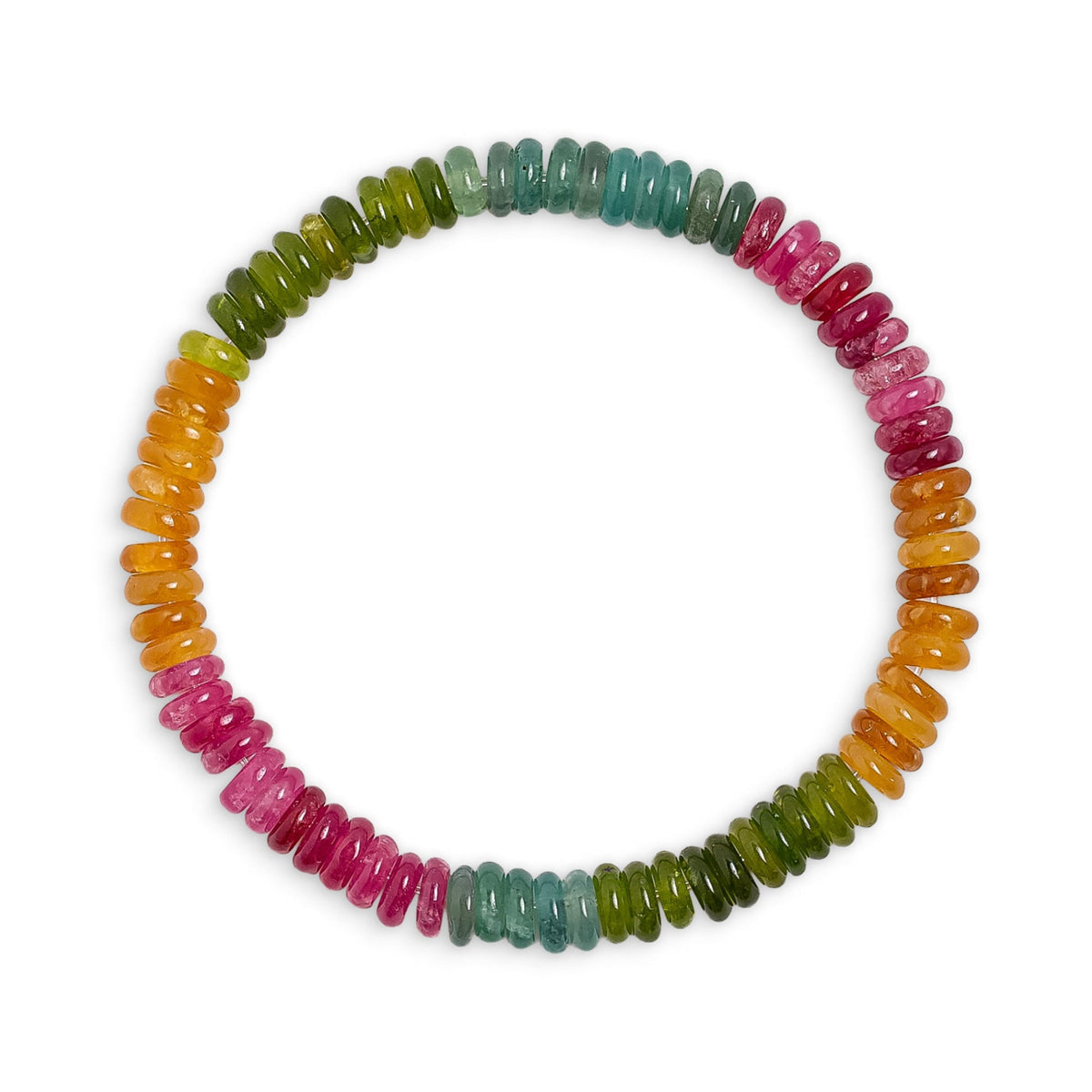 Multicoloured Mixed Jade Flat Beaded Bracelet