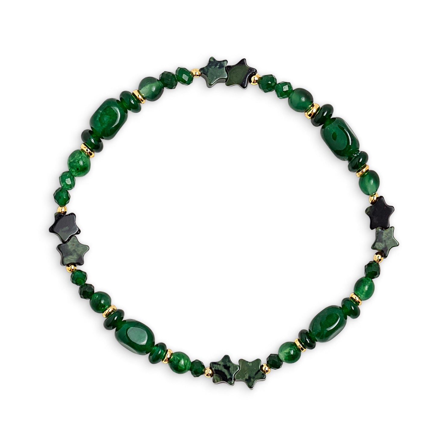 Green Jade Stone Star Beaded Bracelet