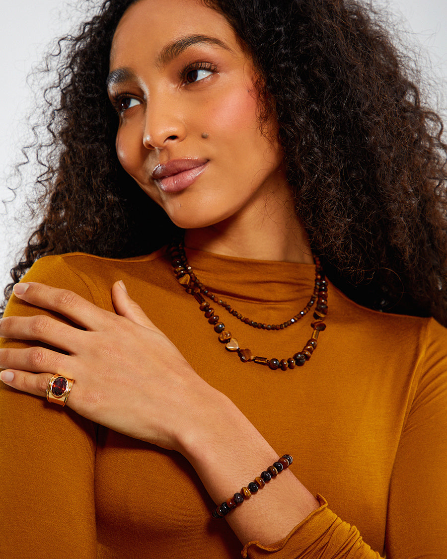 Brown Tiger's Eye Beaded Bracelet