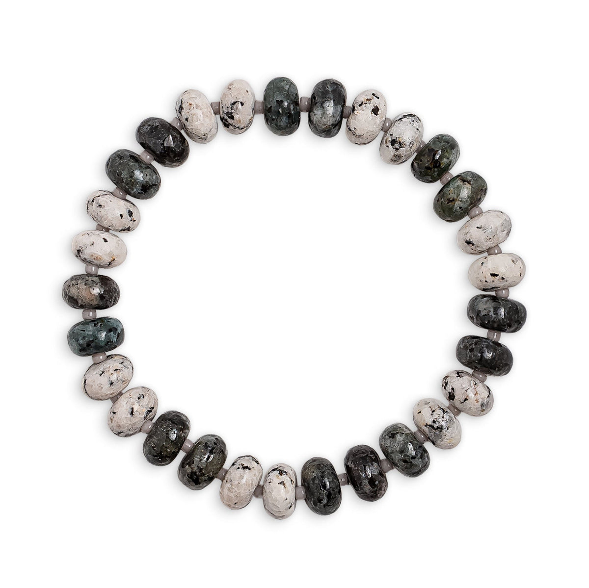 Labradorite White Granite Beaded Bracelet