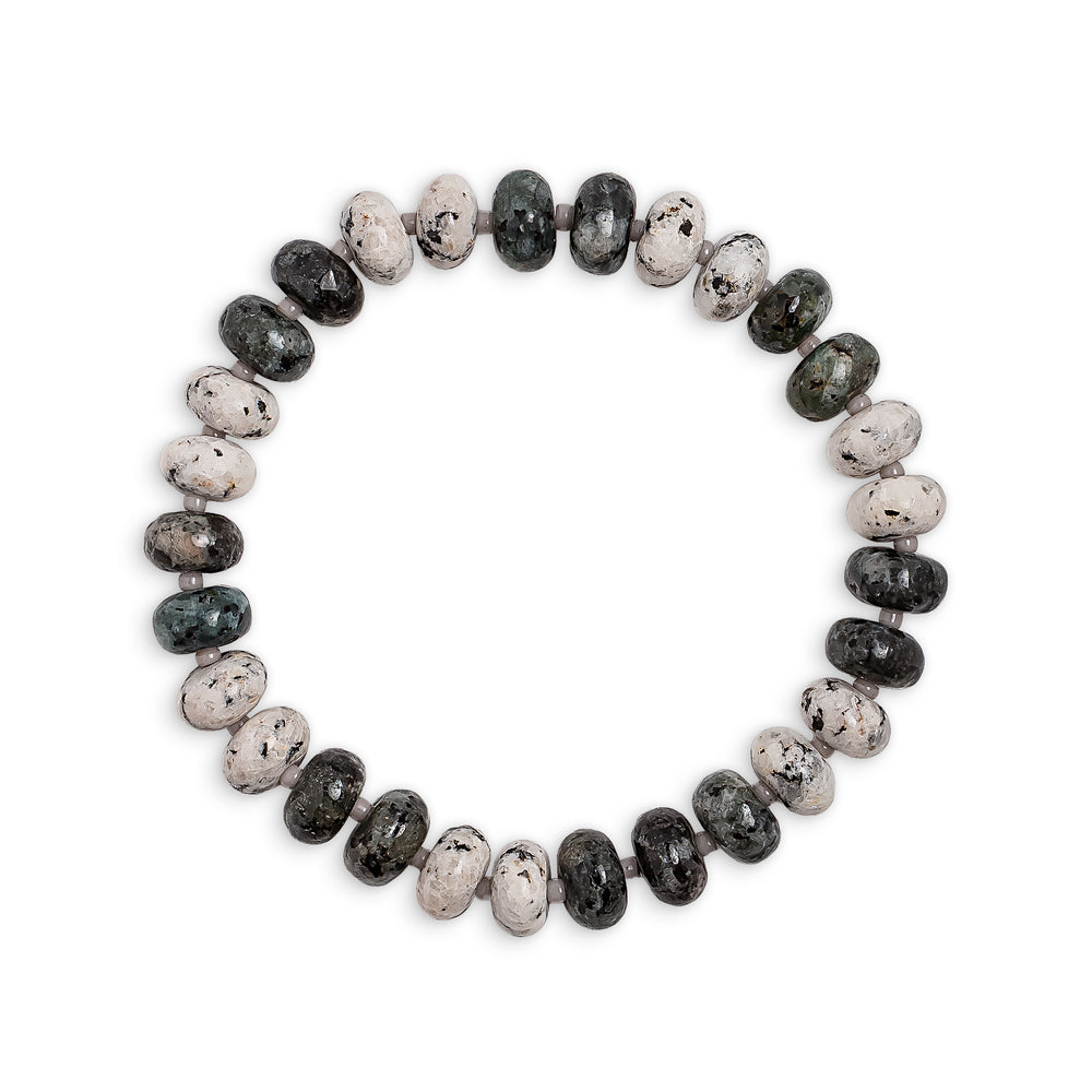 Black Labradorite and White Granite Beaded Bracelet