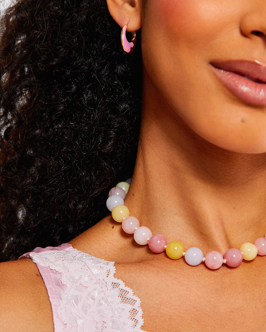 Pink Swirl Heart Hoop Earrings