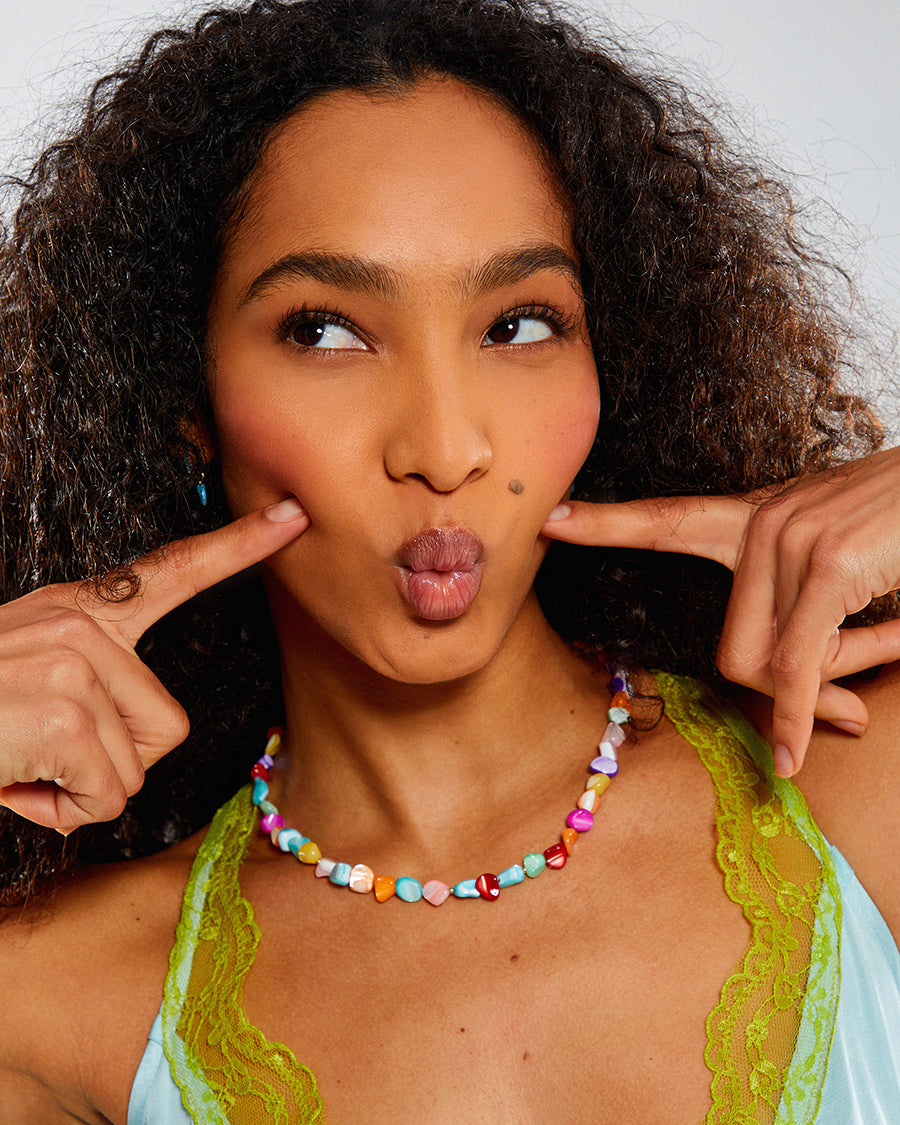 Pastel Rainbow Natural Stone Beaded Necklace