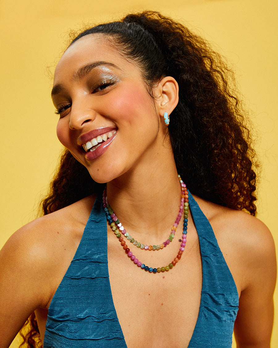 Multicoloured Mixed Jade Stone Heart Necklace