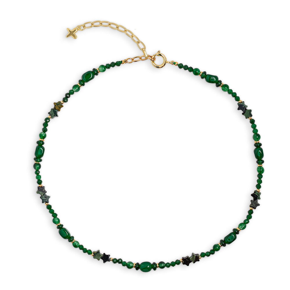 Green Jade Stone Star Beaded Necklace