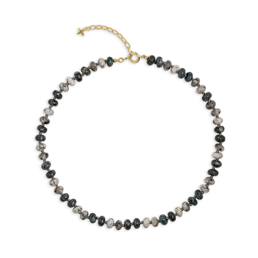 Black Labradorite and White Granite Beaded Necklace