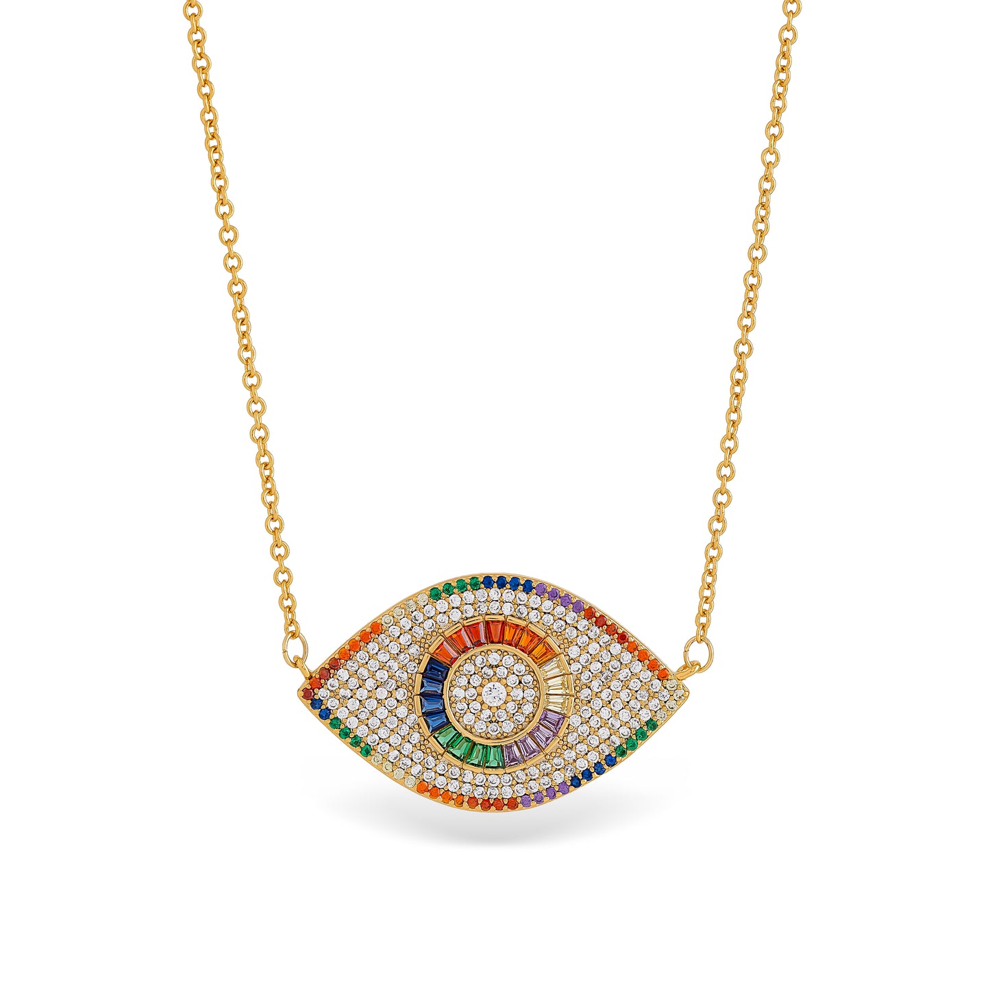 Rainbow Evil Eye Cubic Zirconia Nekclace