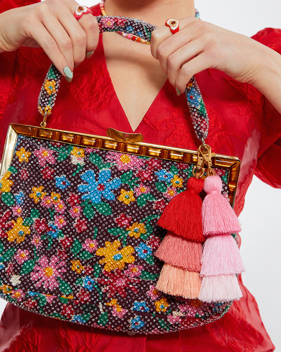 Red Bag Tassel Charm Keyring