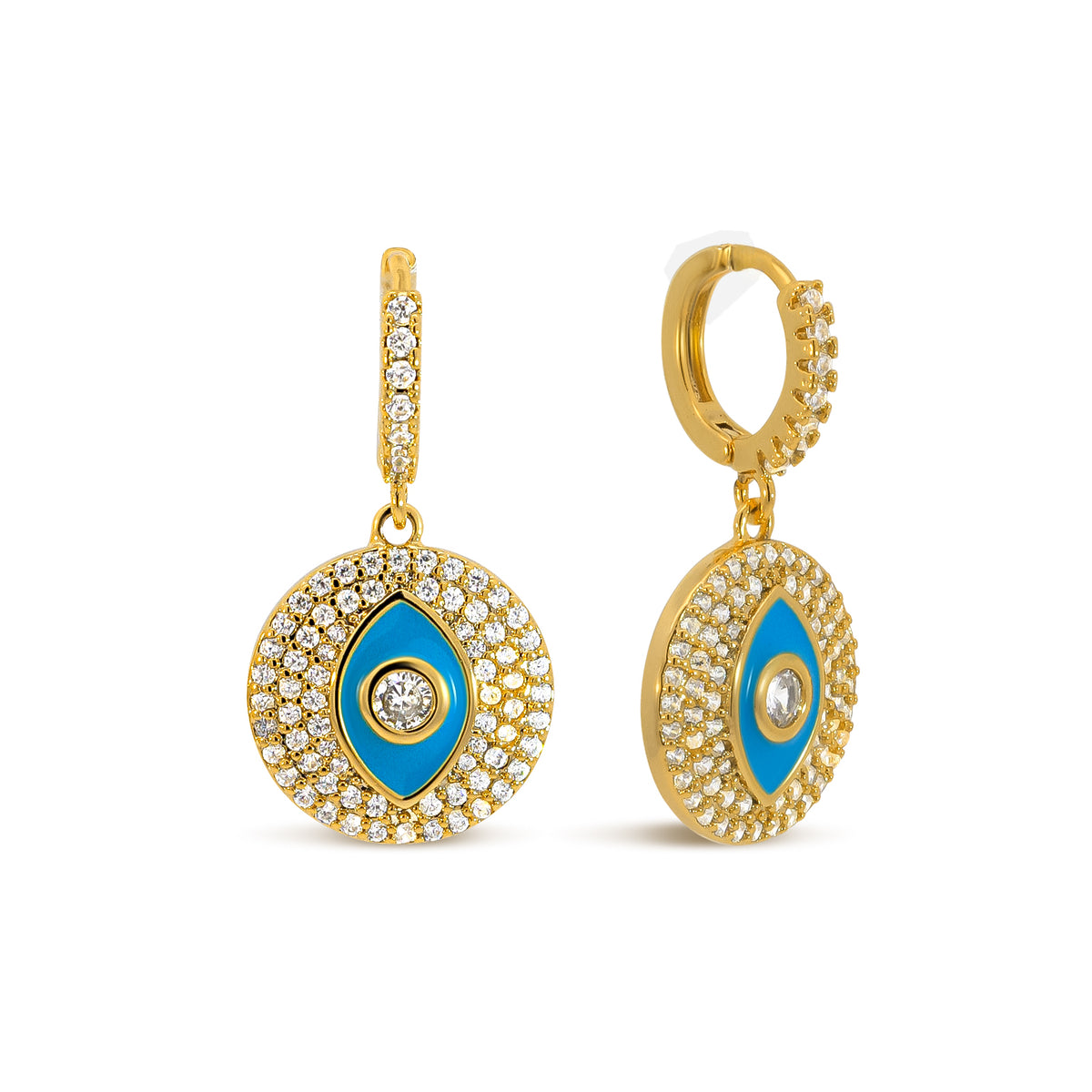 Full Pave Evil Eye Hoop Earrings