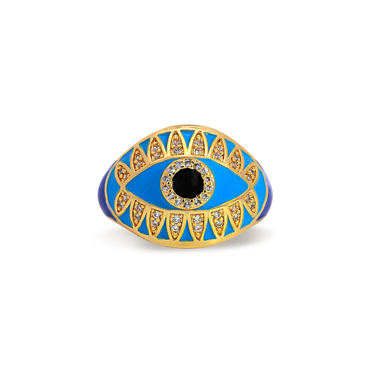 Chunky Embellished Evil Eye Ring