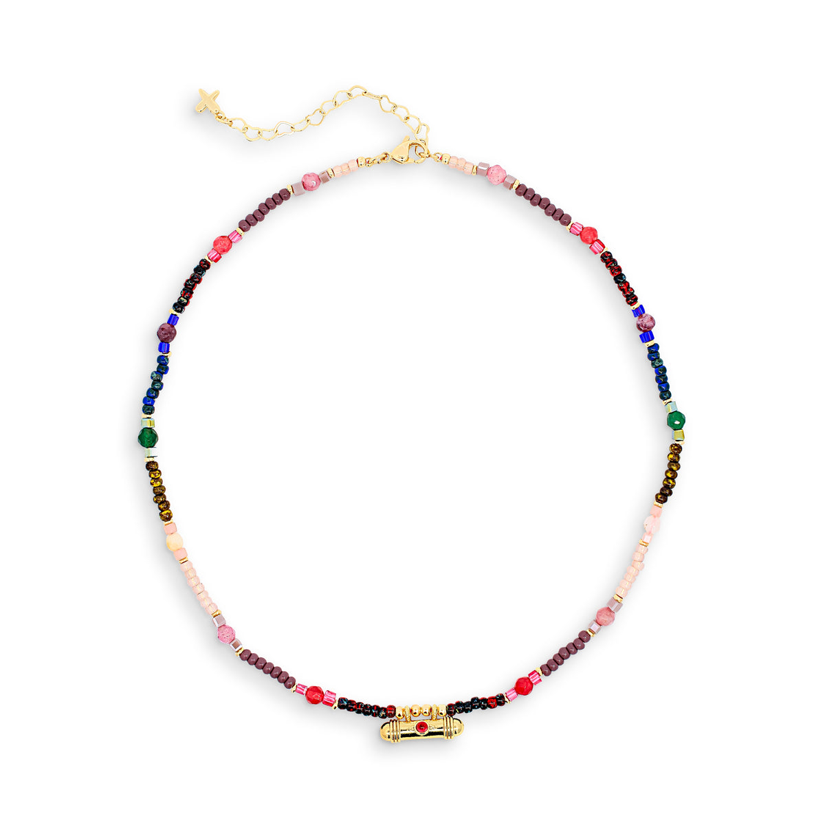 Multicoloured Stone Charm Necklace