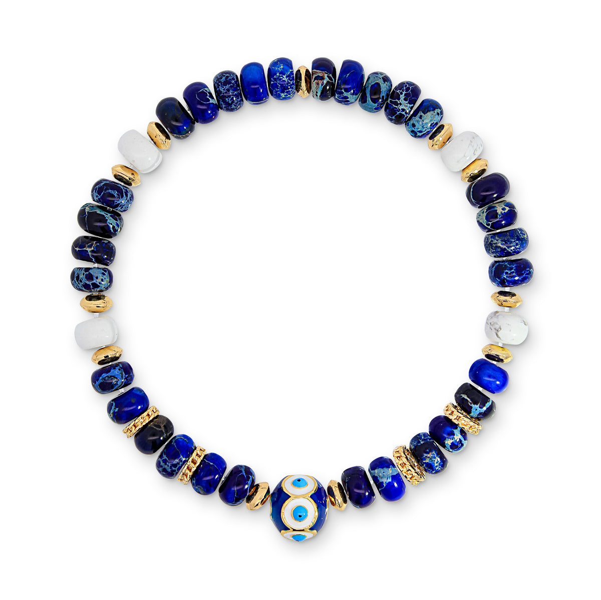 Natural Stone Evil Eye Elasticated Bracelet