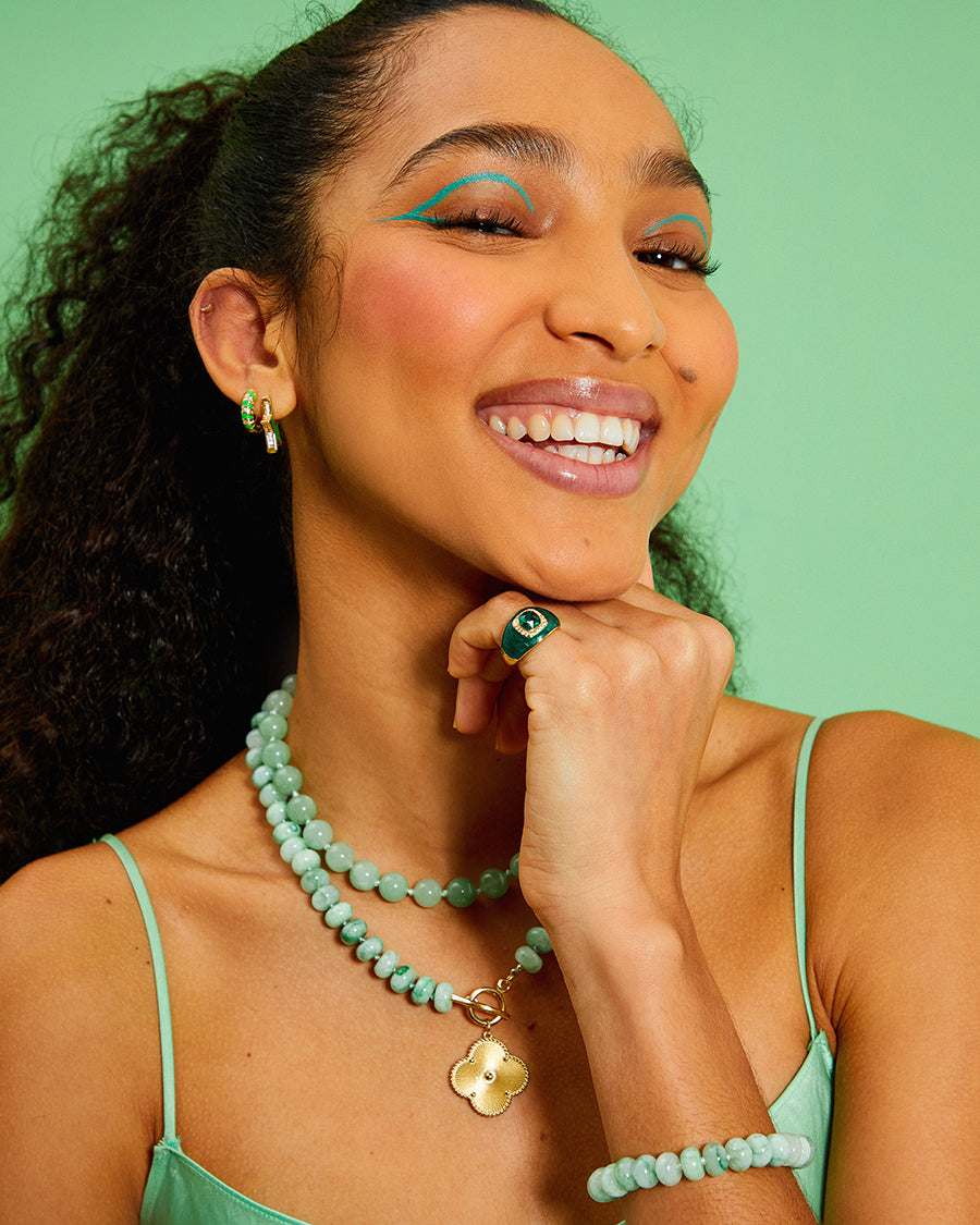 Dark Green Chunky Embellished Ring