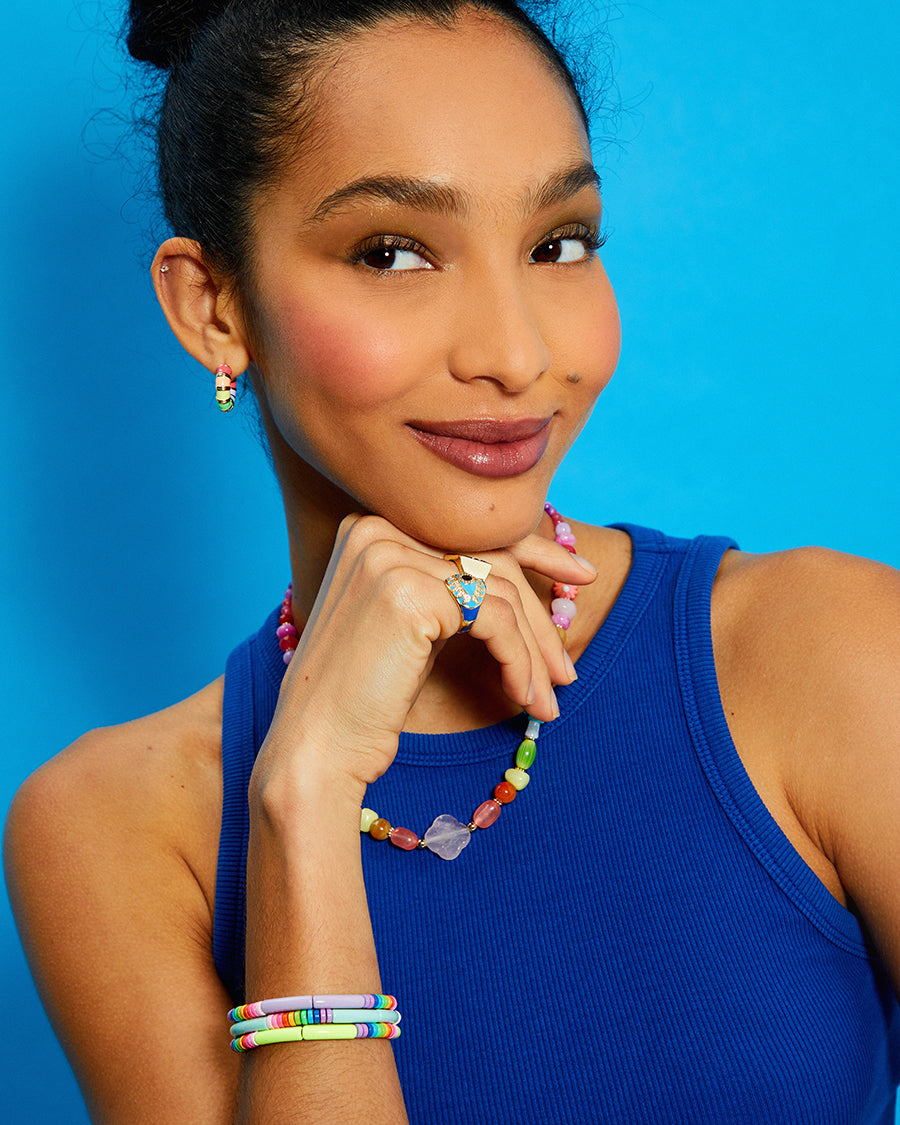 Lilac and Rainbow Metal Beaded Bracelet