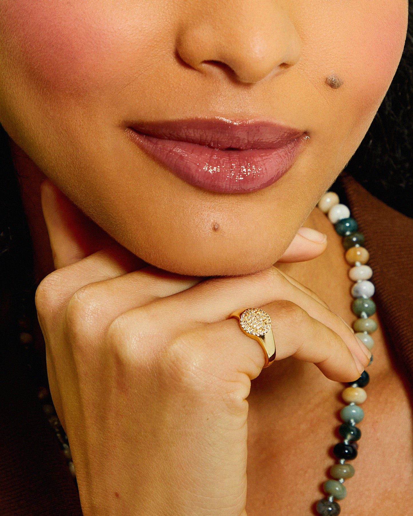 Smiley Face Full Pave Embellished Ring