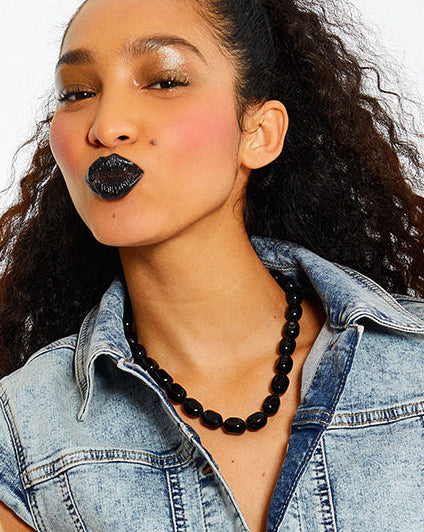 Black Agate Chunky Beaded Necklace