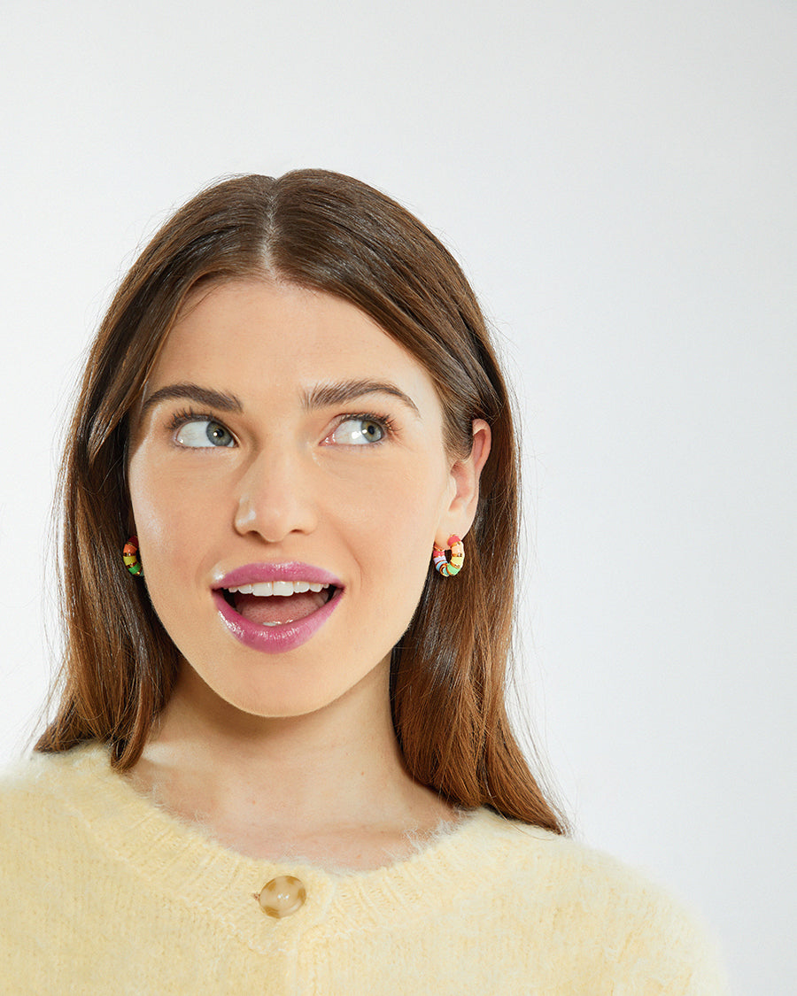 Pastel Rainbow Enamel Hoop Earrings