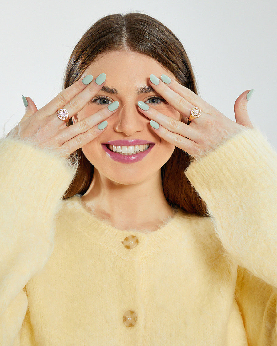 Baby Pink Zirconia Smiley Face Ring