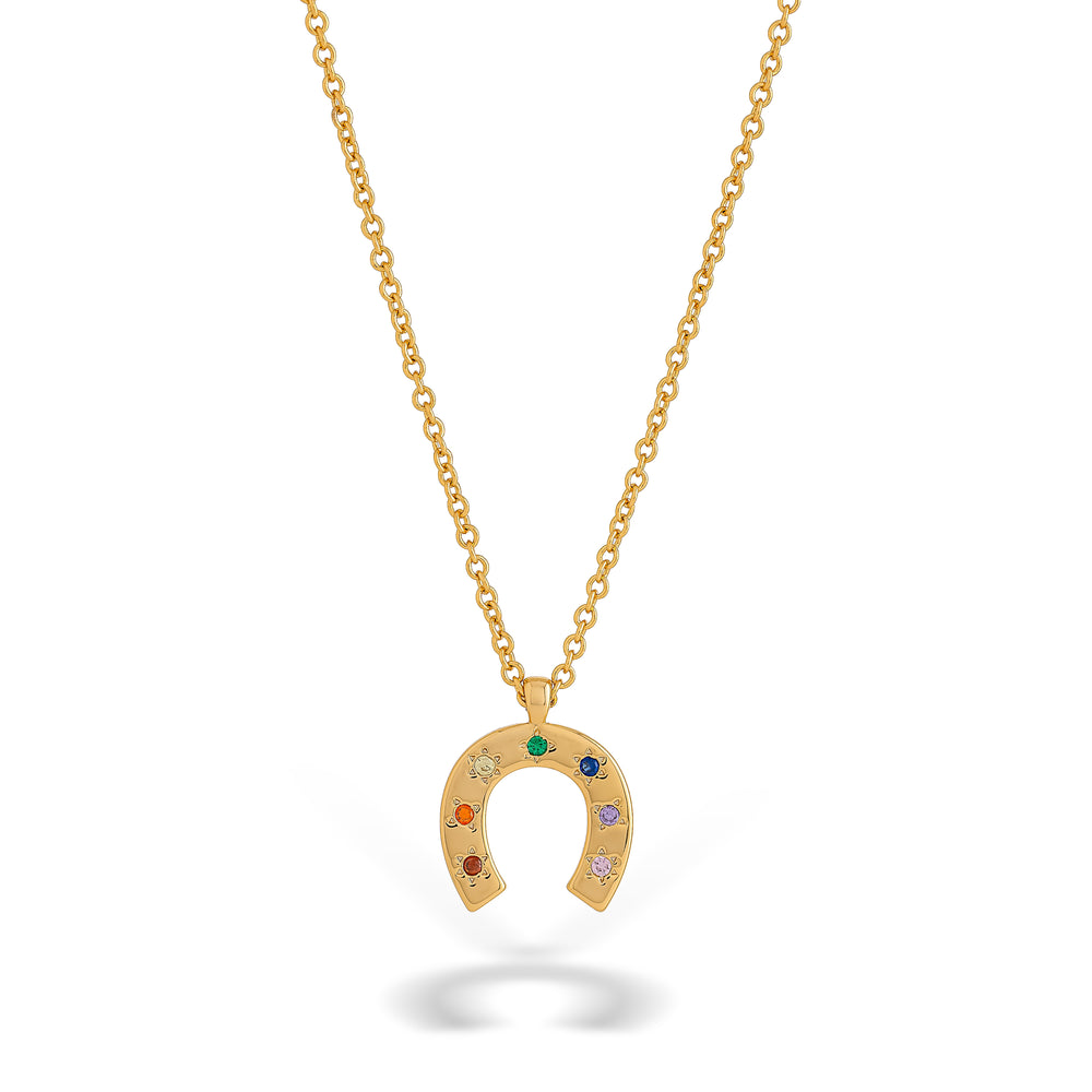 Rainbow Horseshoe Lucky Charm Necklace