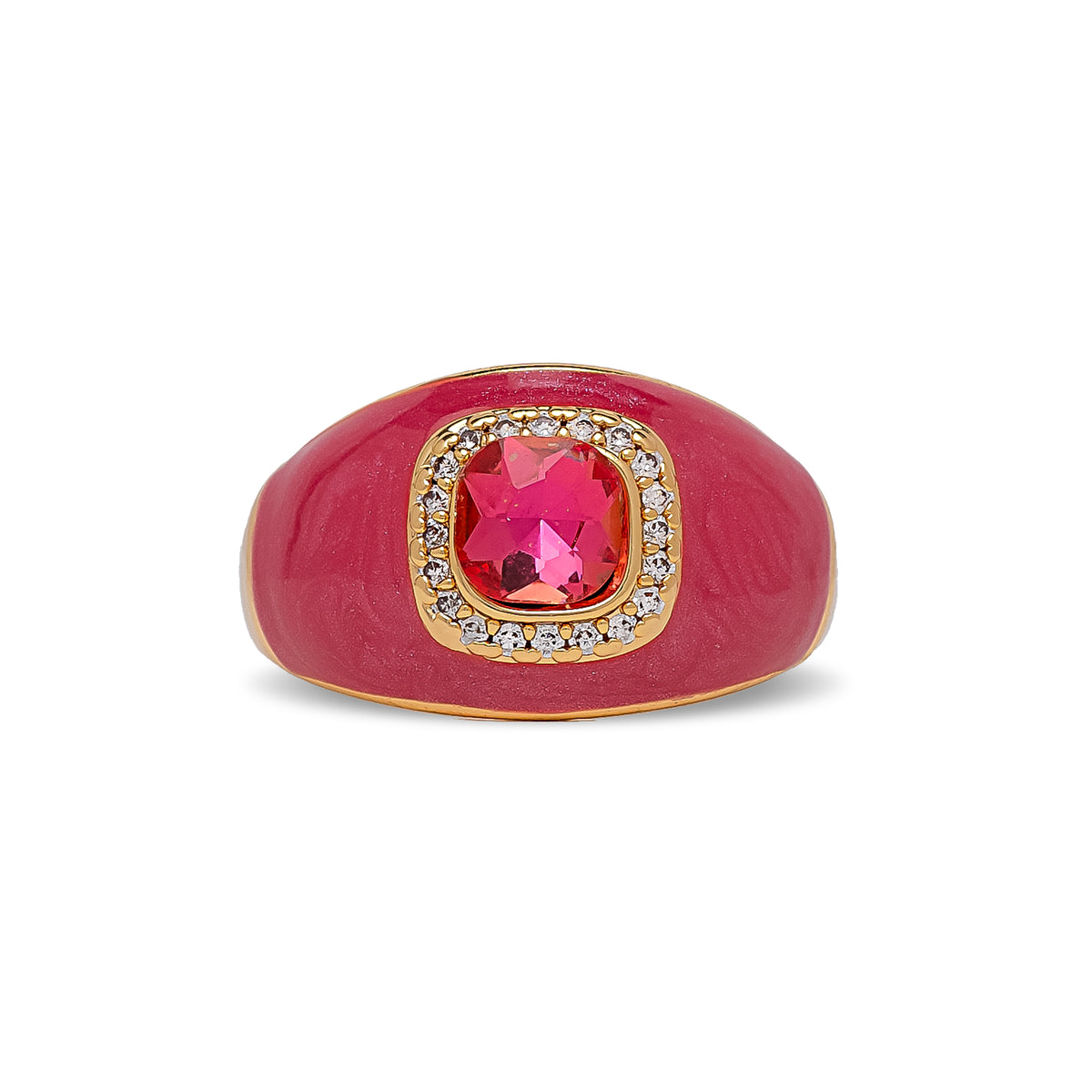 Neon Pink Chunky Embellished Ring