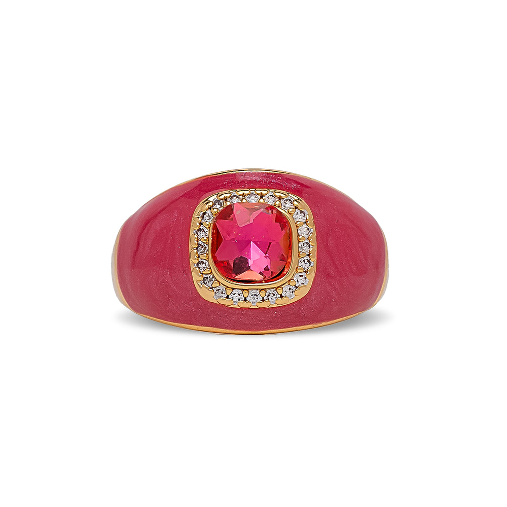 Neon Pink Chunky Embellished Ring